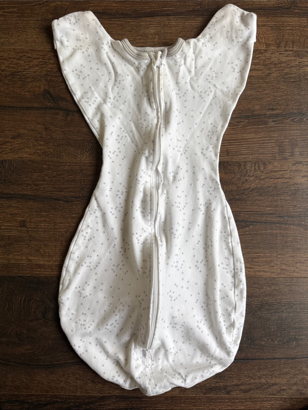 Cream Dot-Print Baby One-Piece Footie with Front Zip